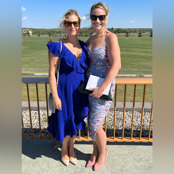 Royal Blue Tie-Front Dress - Size 6/Medium - Picture 3 of 3